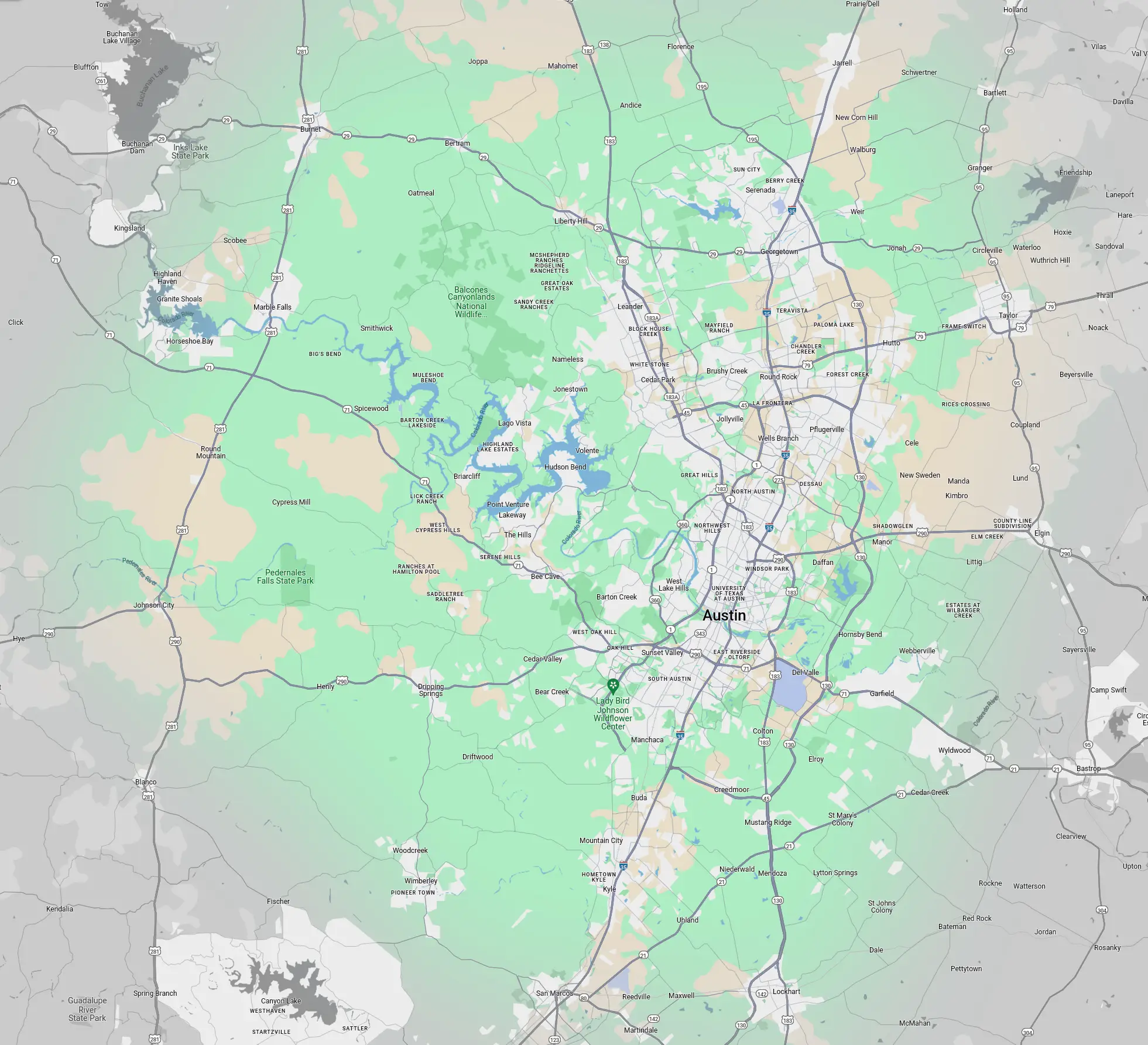 Welcome Home Baby service area map - Austin and surrounding areas
